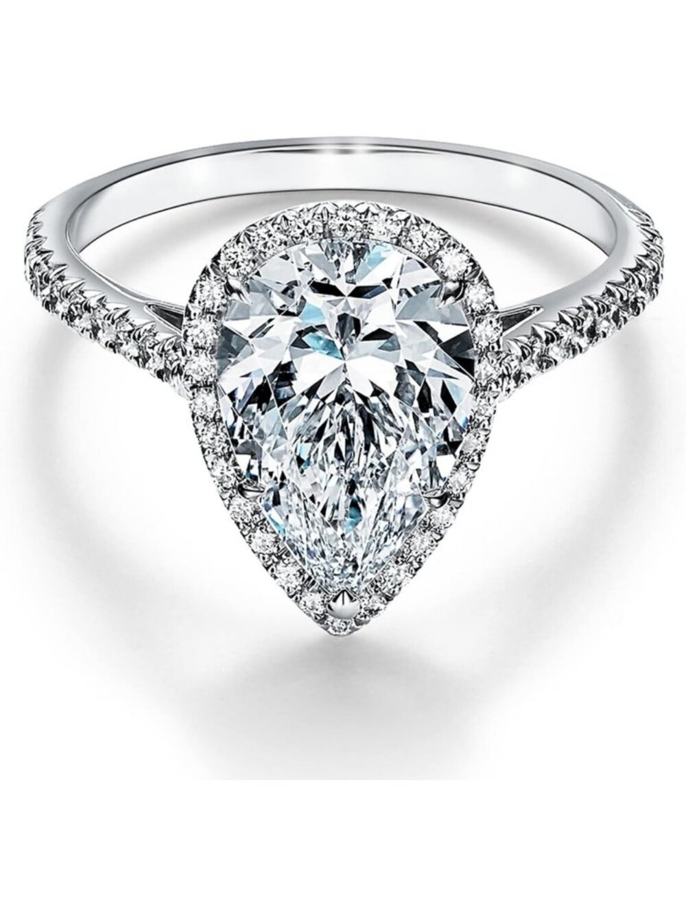 Stunning 1 CT Pear Moissanite Engagement Ring in White Gold S925 - Perfect